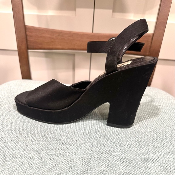 Seychelles Vintage Black Satin Floral Chunky Heel Shoes - Picture 7 of 10